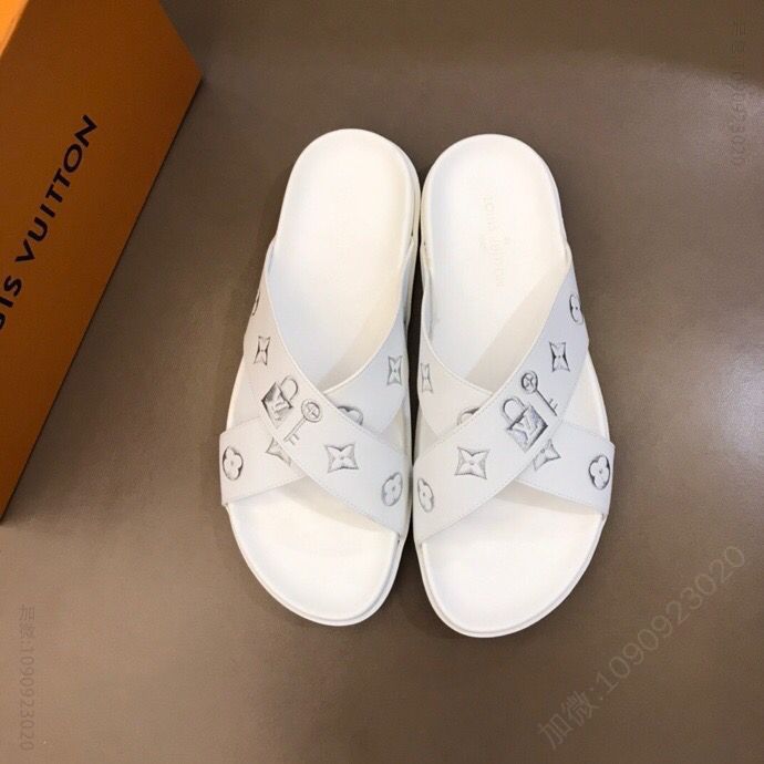 LV/路易威登 高端精品 原版牛皮材质L牌奢品男士拖鞋