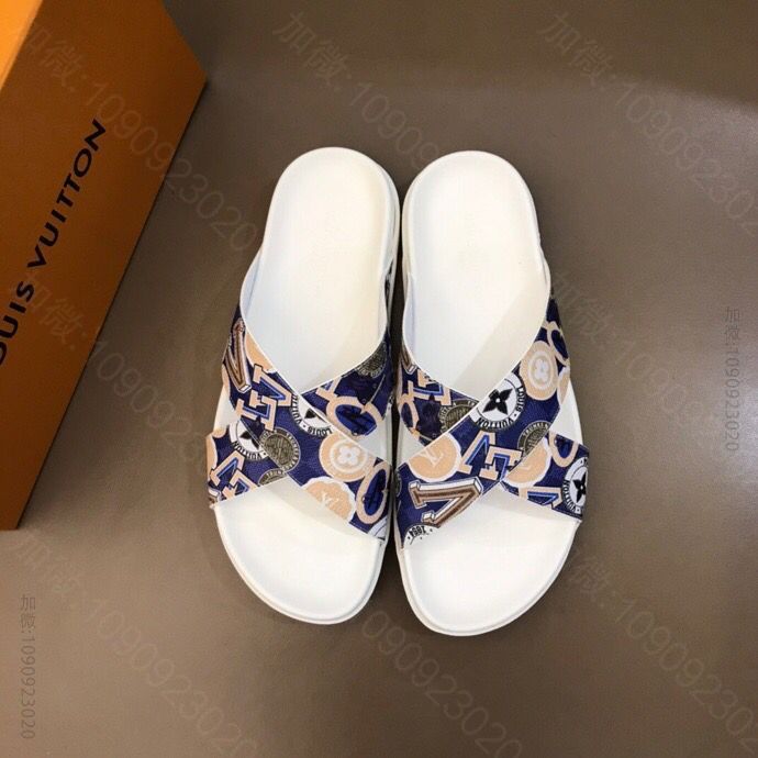 LV/路易威登 高端精品 原版牛皮材质L牌奢品男士拖鞋