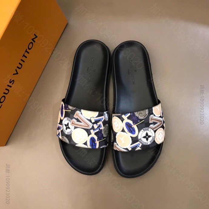 LV/路易威登 高端精品 原版牛皮材质L牌奢品男士拖鞋