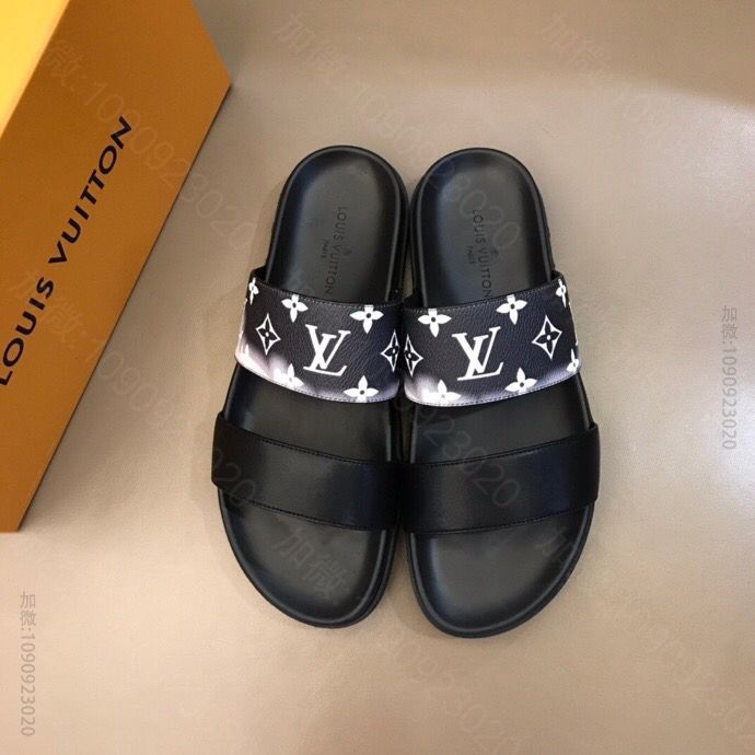 LV/路易威登 高端精品 原版牛皮材质L牌奢品男士拖鞋