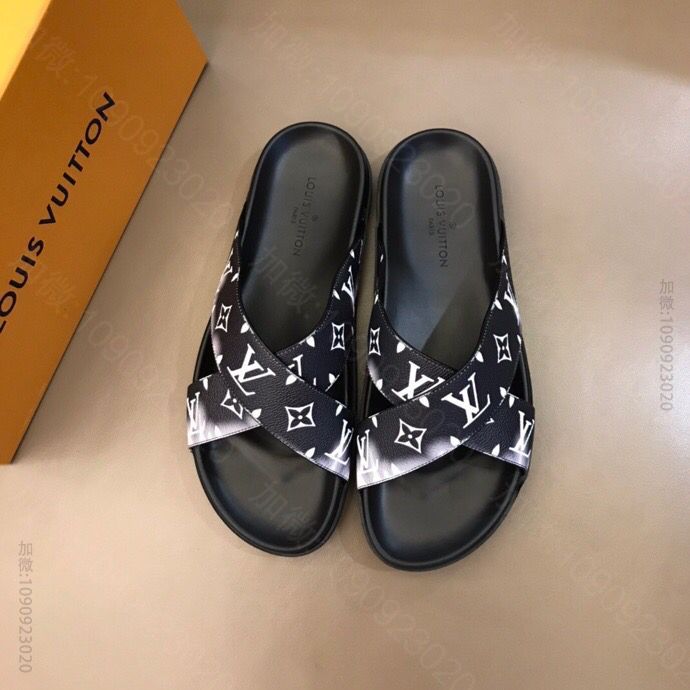 LV/路易威登 高端精品 原版牛皮材质L牌奢品男士拖鞋