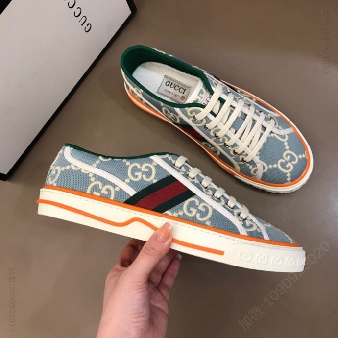 Gucci古驰 G家 Tennis 1977系列情侣GG运动帆布鞋