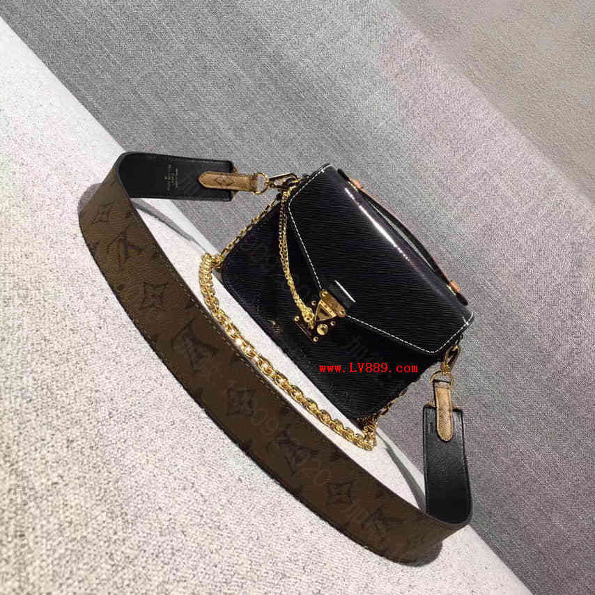 LV 漆皮邮差包 POCHETTE METIS MINI 水波纹藏蓝色 M5...