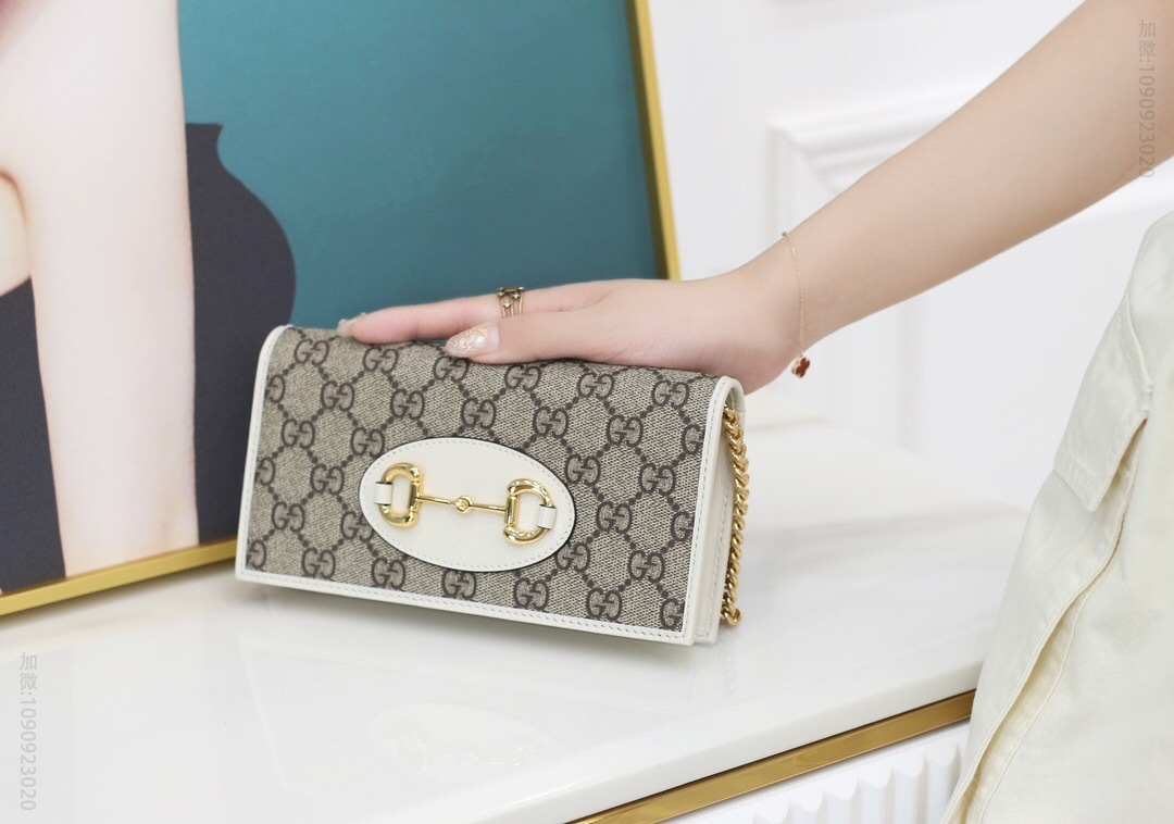 高仿古驰女士单肩包 古驰单肩包 Gucci Horsebit 1955 wallet with chain 621892 92TCG 9761 古驰女士单肩包 