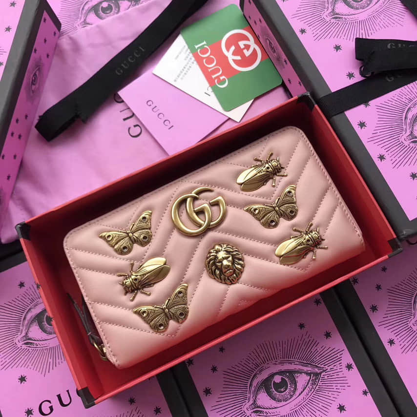 Gucci古驰 GG Marmont Animal Studs Wallet...