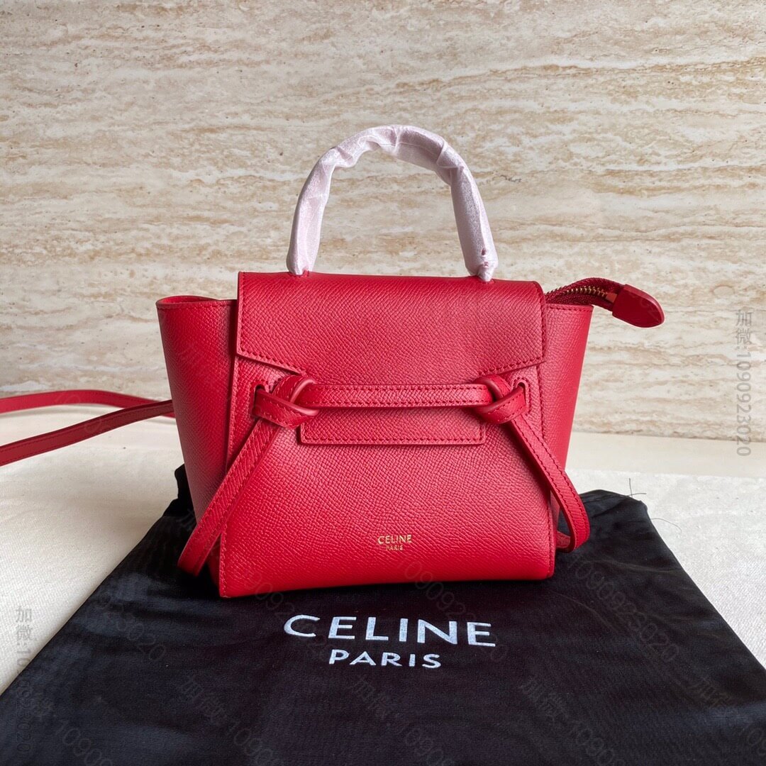 Celine/赛琳 Belf PICO新色掌纹迷你鲶鱼包 194263大红色