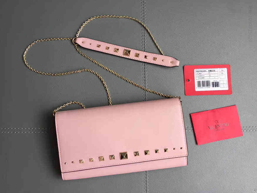 （华伦天奴）Valentino专柜新款链条斜挎包 0652浅粉