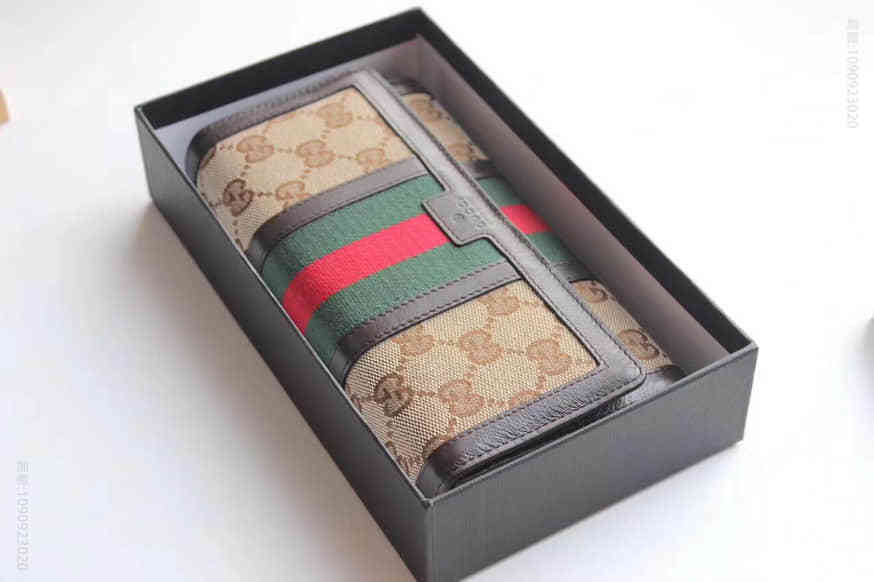 Gucci古驰 GG SOHO Vintage红绿织带流苏帆布钱包 409440