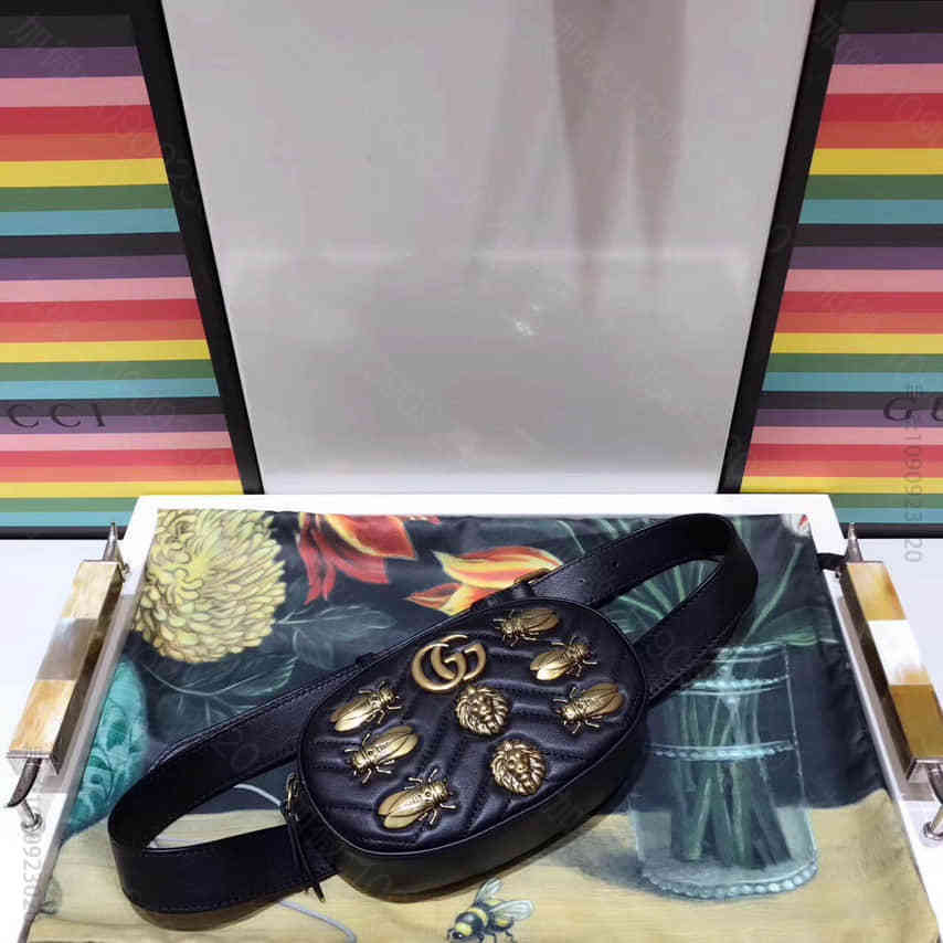 Gucci古驰 （） GG Marmont Animal Studs 狮子头...