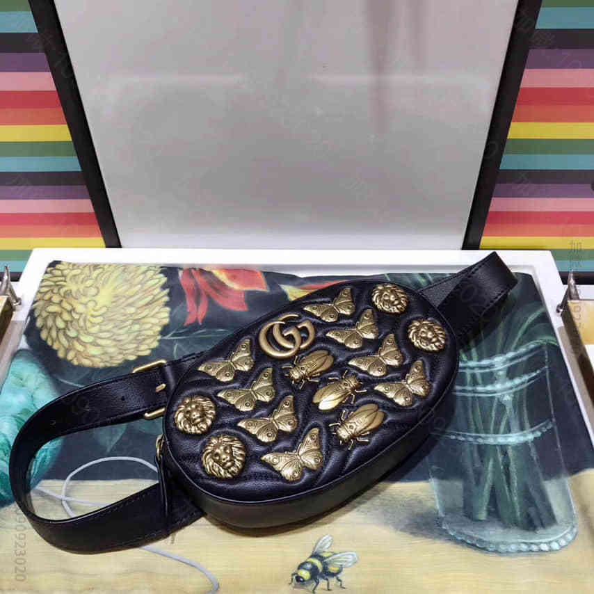 Gucci古驰 （） GG Marmont Animal Studs 蝴蝶蜜...
