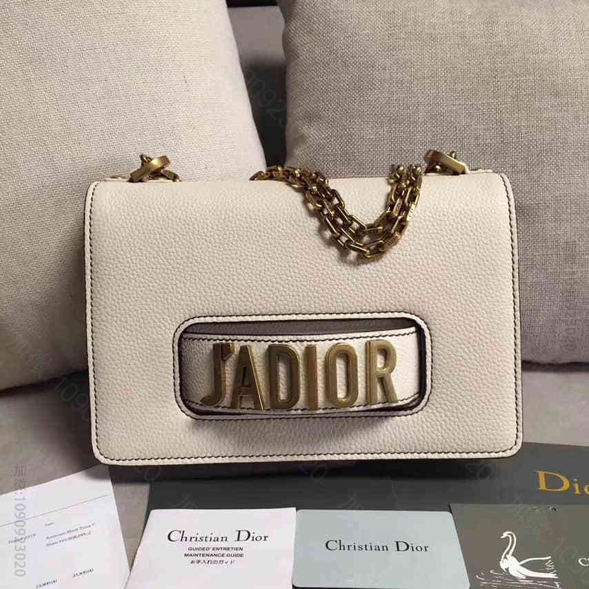 （迪奥）DIOR Jadior 白色颗粒皮革荔枝纹小牛皮链条包