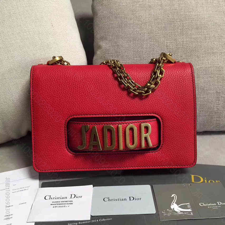 （迪奥）DIOR Jadior 红色颗粒皮革荔枝纹小牛皮肩背包