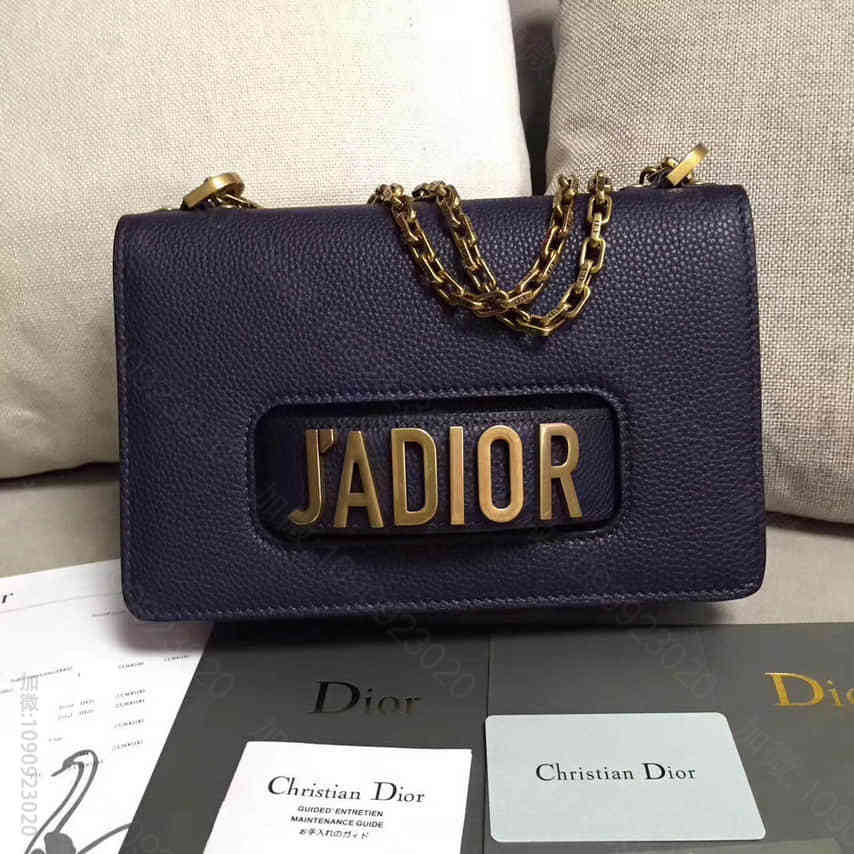 （迪奥）DIOR Jadior 蓝色颗粒皮革荔枝纹小牛皮斜挎包