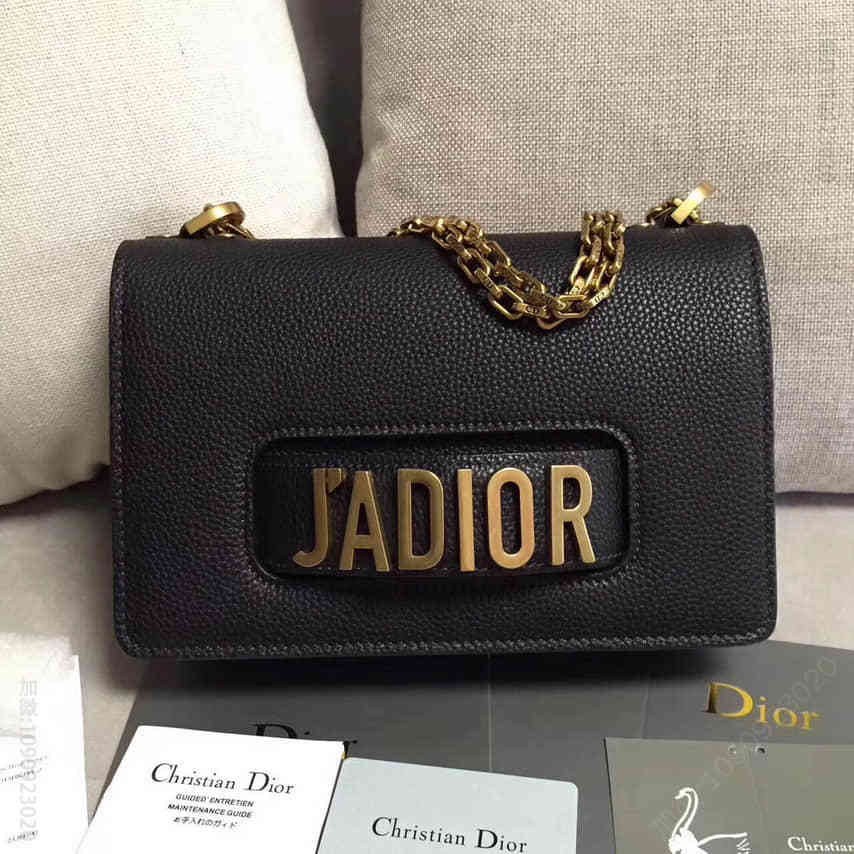 （迪奥）DIOR Jadior 黑色颗粒皮革荔枝纹小牛皮链条包