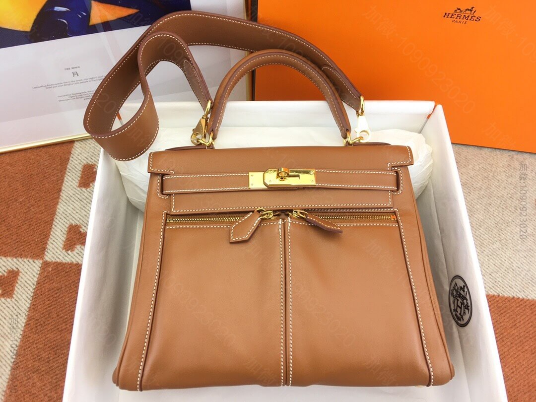 Hermes/爱马仕 kelly lakis 28cm swift 金棕 蜜...
