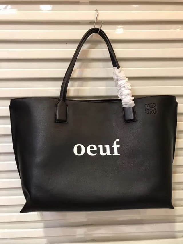 (罗意威) Puzzle T Shopper Oeuf Large Bag 黑色 进口小牛皮印花字样购物包