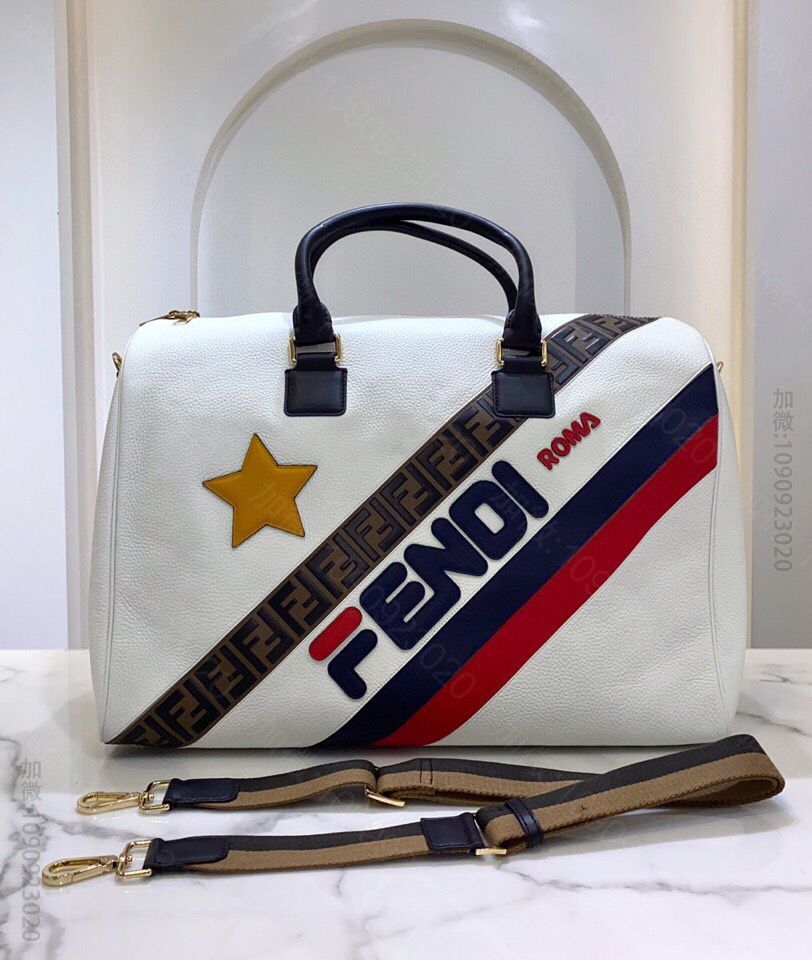 FENDI芬迪拼接Logo标志荔枝纹双手把旅行袋8260