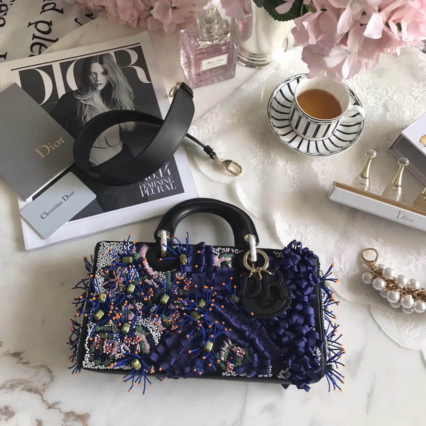 迪奥 Dior Runwaybag mini全手工钉珠刺绣 戴妃小仙女包