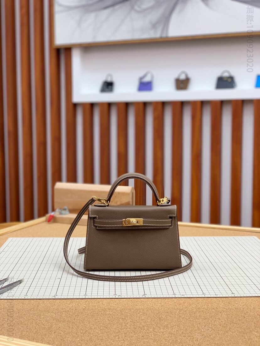 Hermes/爱马仕 Mini Kelly凯莉包 大象灰