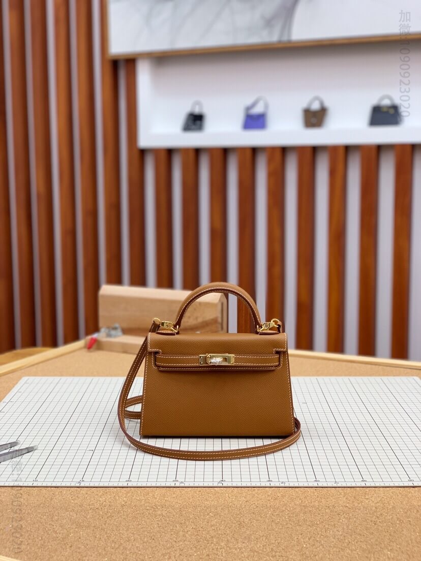 Hermes/爱马仕 Mini Kelly凯莉包 金棕