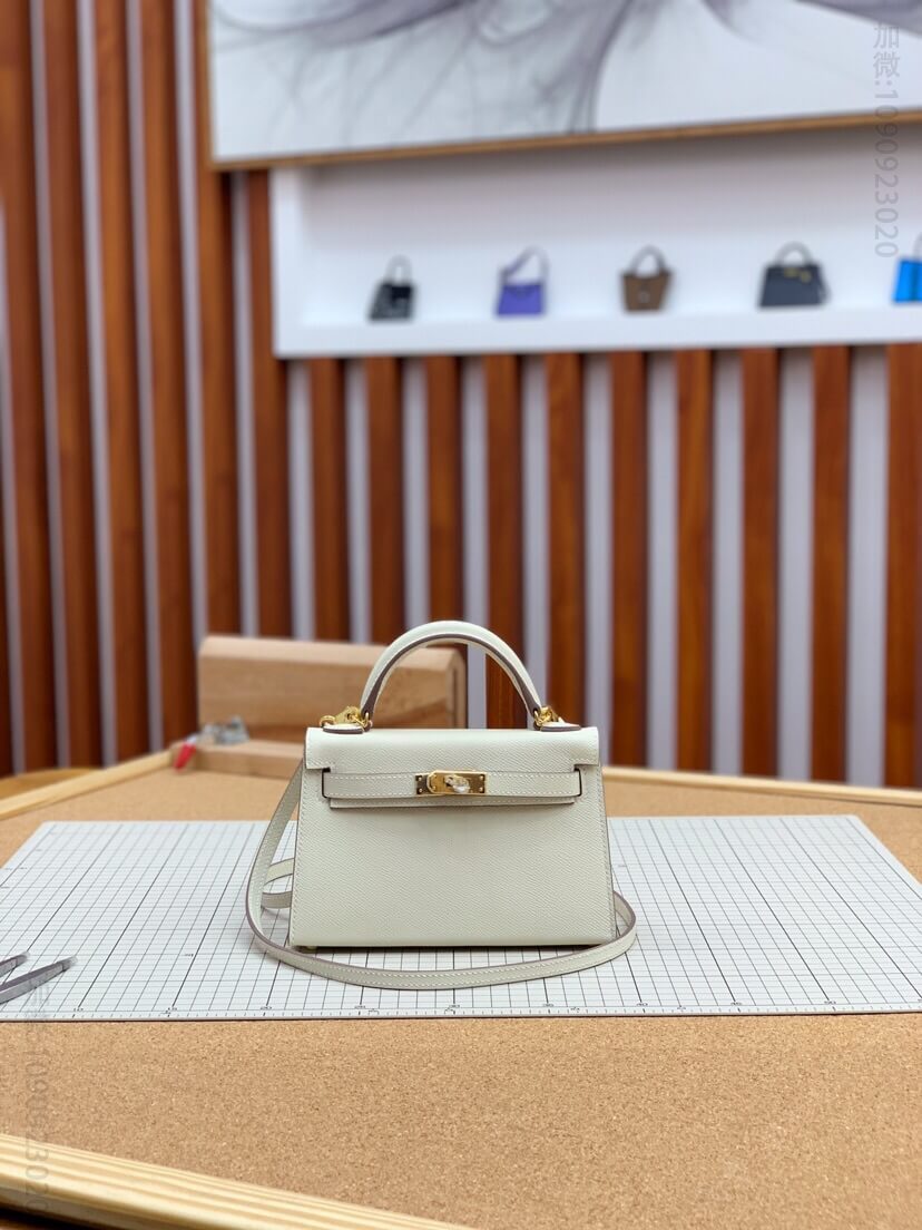 Hermes/爱马仕 Mini Kelly凯莉包 奶昔白