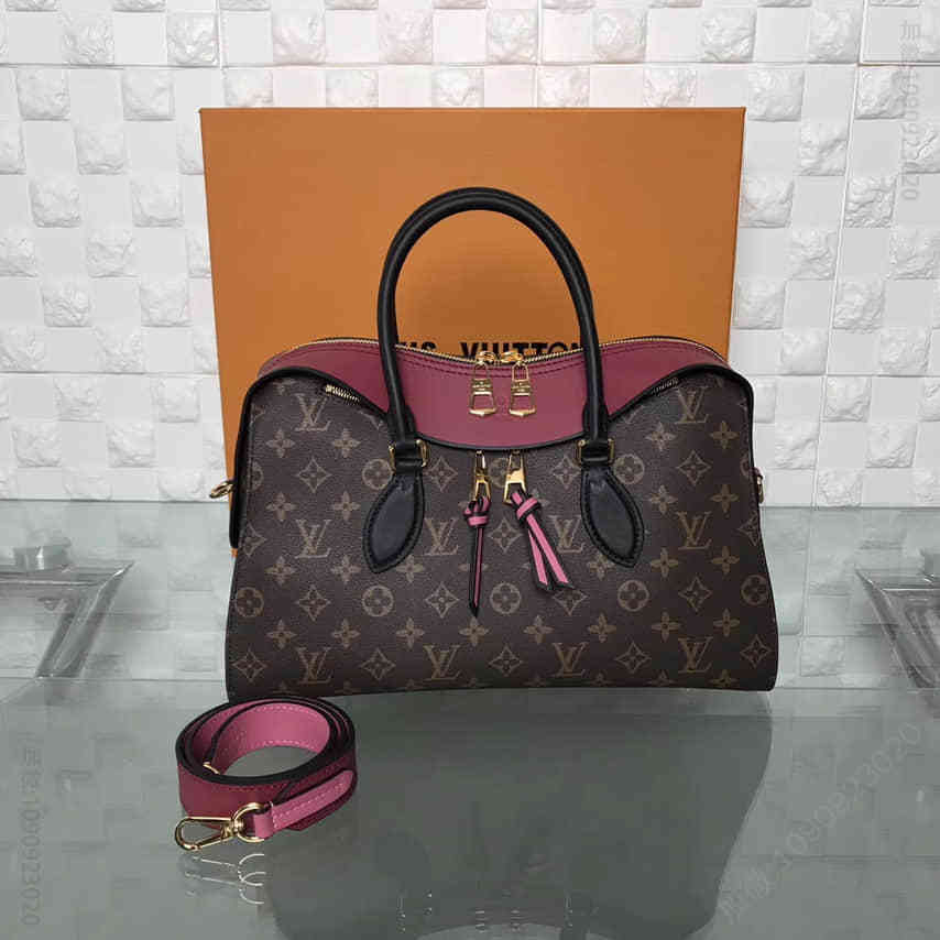 LV M43706 玫瑰粉Monogram帆布与三色皮革Tuileries手袋