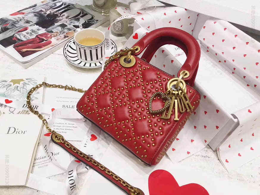 迪奥 Dior Amour 情人节限量款 Dioramour甜心挂饰 铆钉包
