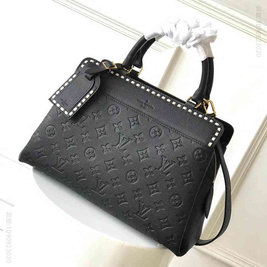 路易威登 LV M41491 黑色压花皮革线条编织 VOSGES 中号手袋