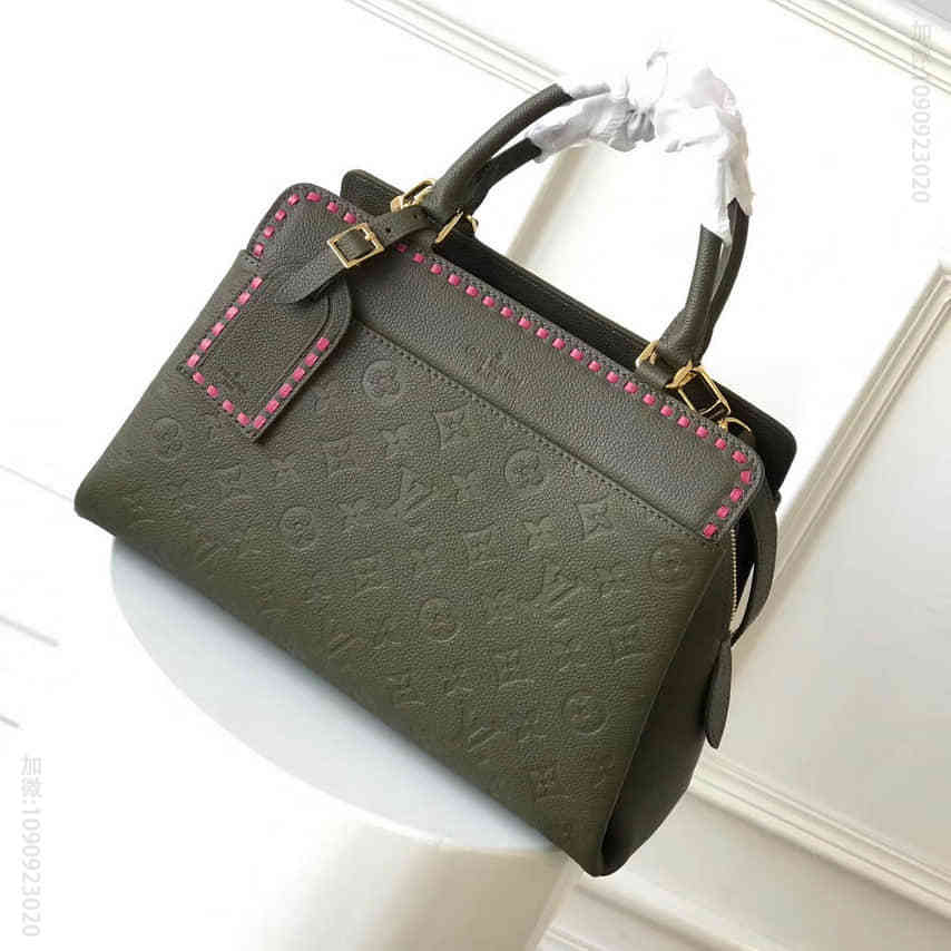 路易威登 LV M43250 褐色压花皮革线条编织 VOSGES 中号手袋
