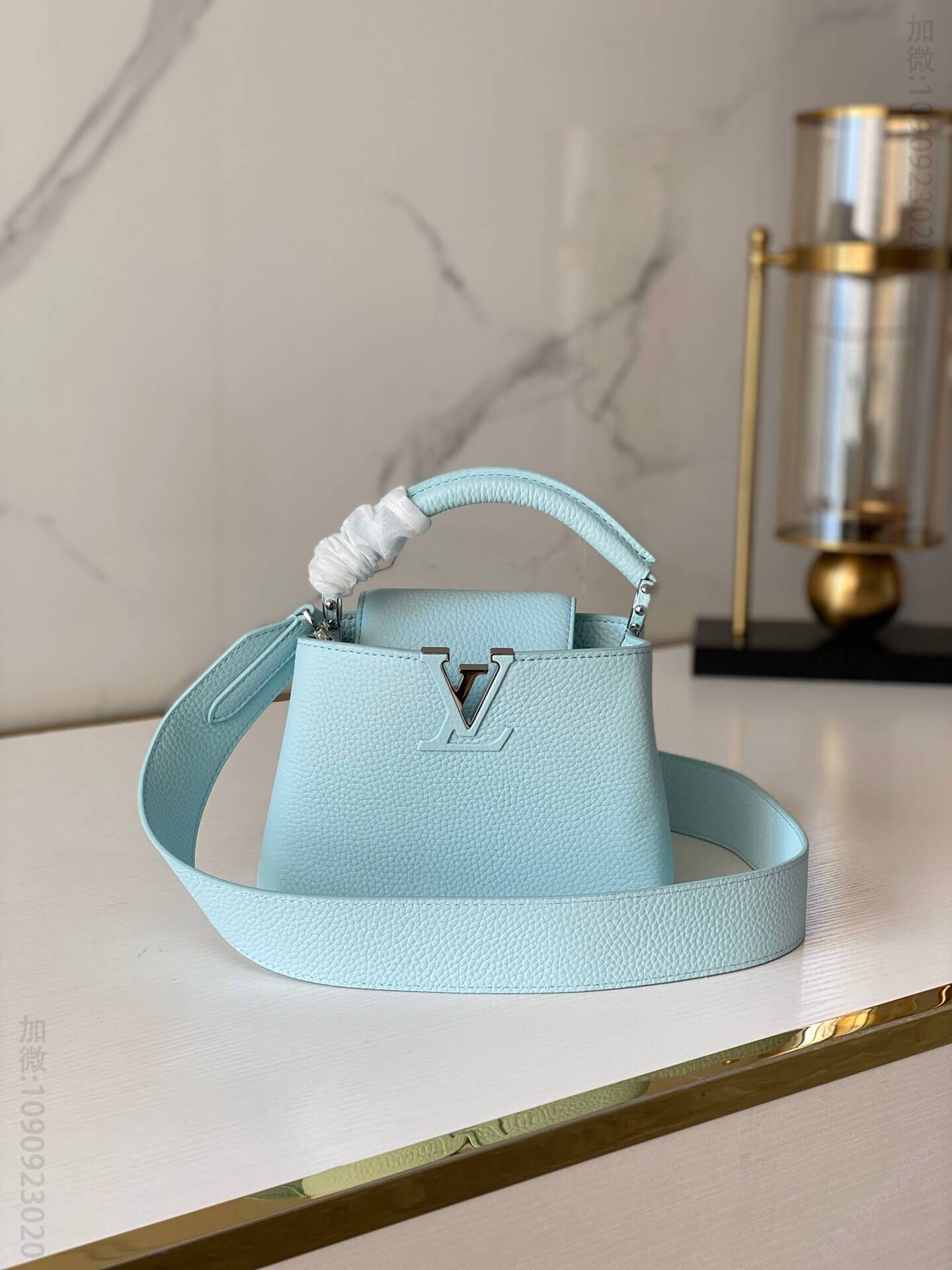 LV Mini Capucines 白蓝色手提包 M48865