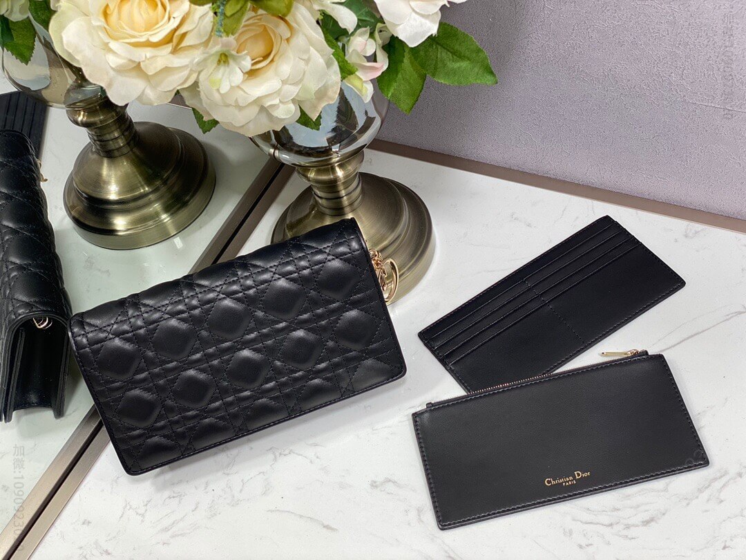 迪奥 Lady Dior 羊皮 经典三合一链条包 黑色