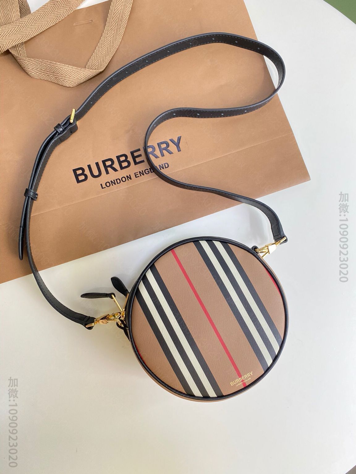 Burberry巴宝莉条纹环保帆布Louise - 路易丝包
