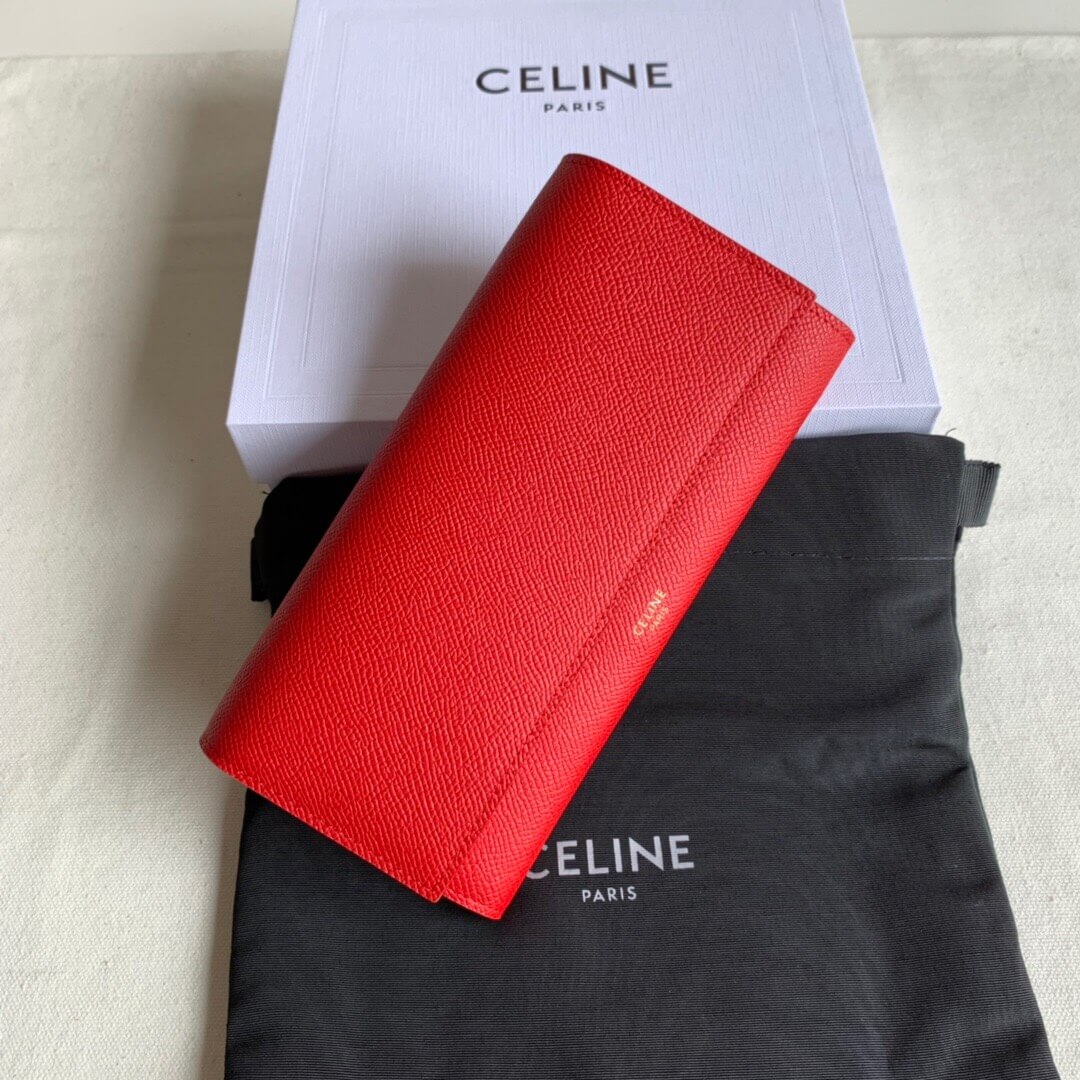 Celine/赛琳 辣椒红手掌纹 19cm 长款钱包 卡包 4148