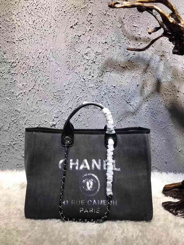 香奈儿/ Chaenl牛仔购物袋沙滩包 帆布包 春夏竹藤布包