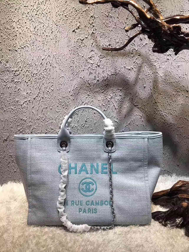 香奈儿/ Chaenl牛仔购物袋沙滩包 帆布包 春夏竹藤布包