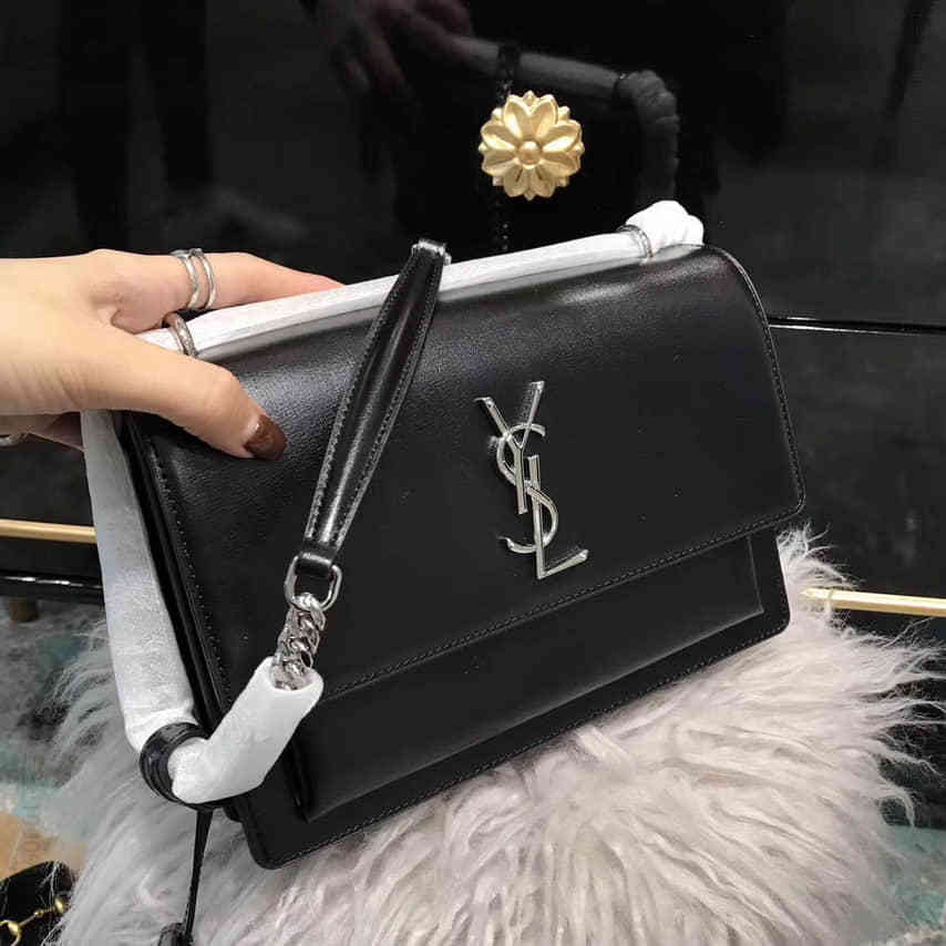 圣罗兰/ysl 王子文郑秀文同款日落包 442906牙签纹 黑色