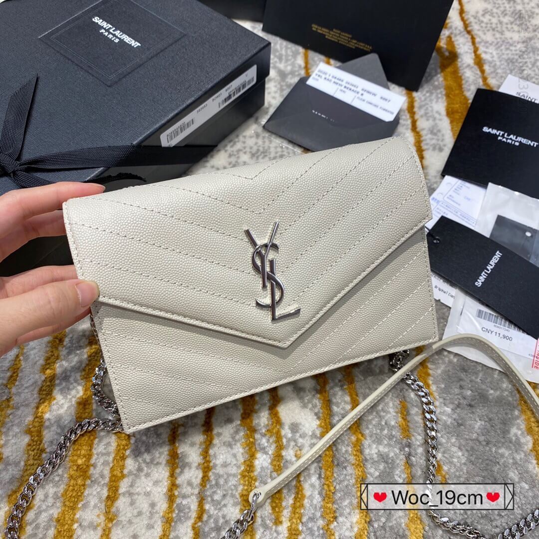 YSL/圣罗兰 woc19CM小号链条信封包 393953银扣