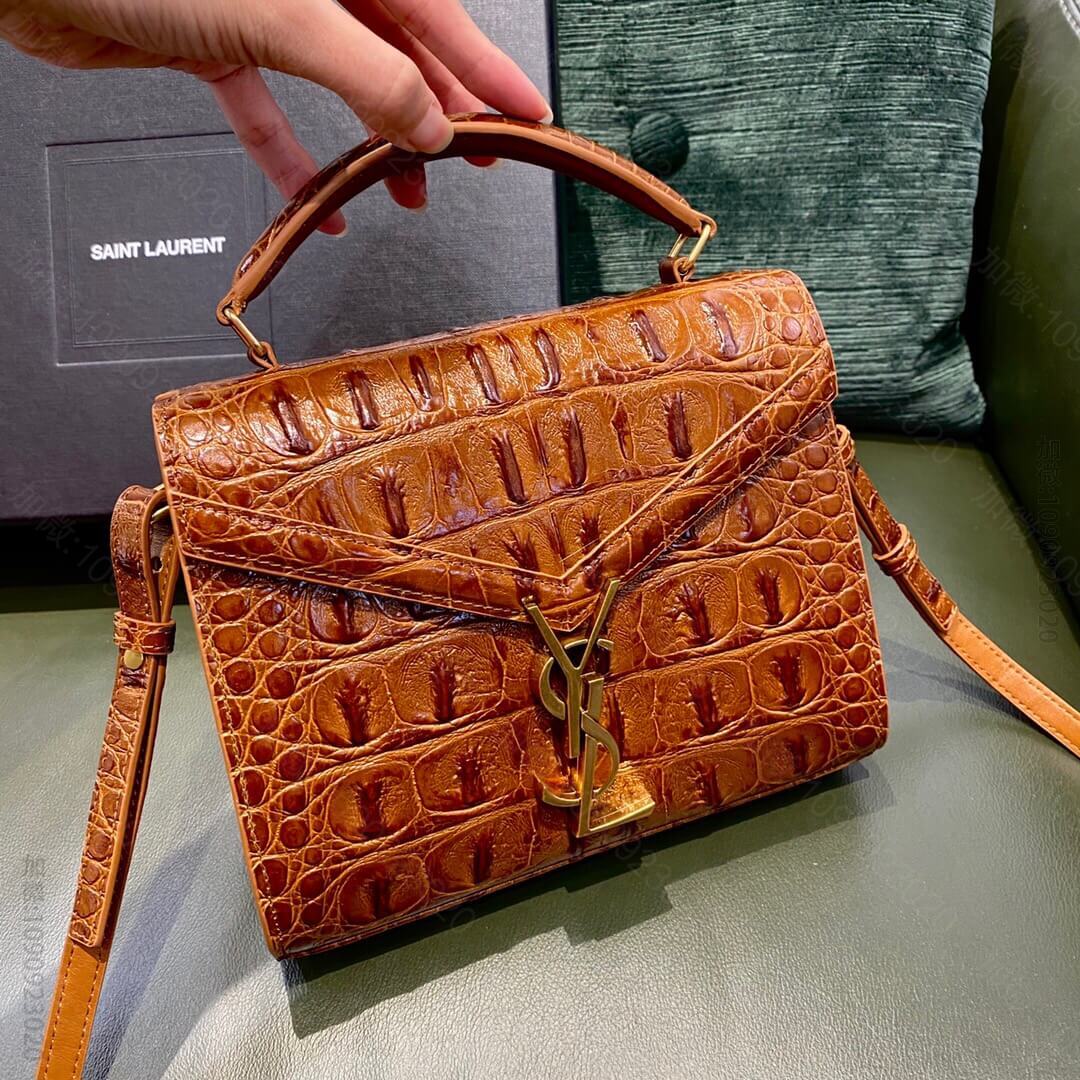 Saint Laurent YSL Cassandra 鳄鱼纹手提包 602...