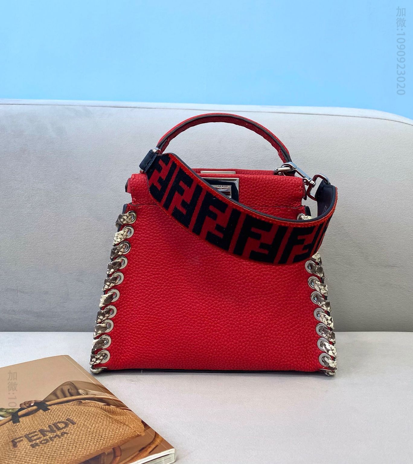 FENDI芬迪全手工蛇皮缝制PEEKABOO手袋3105S