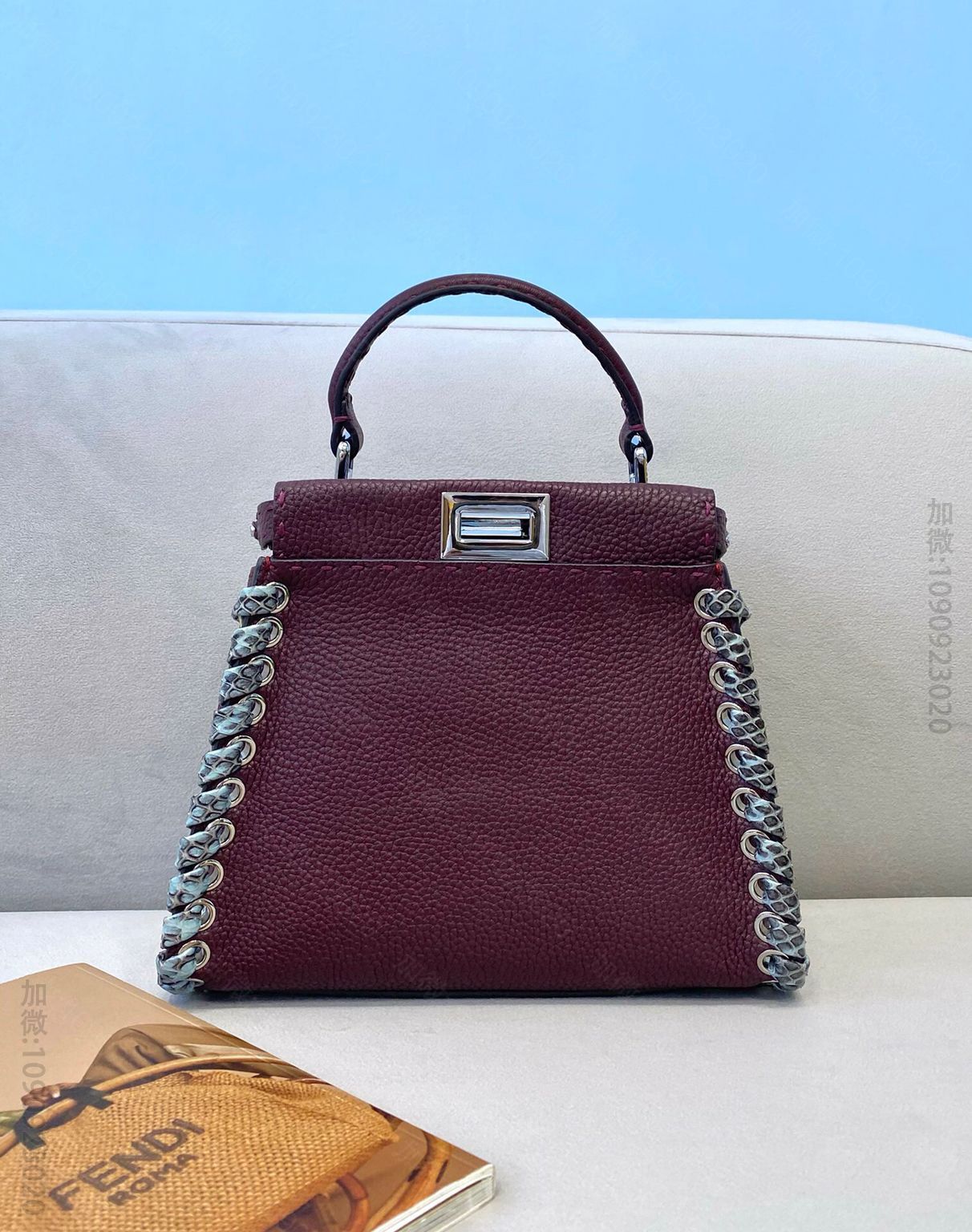 FENDI芬迪全手工蛇皮缝制PEEKABOO手袋3105S