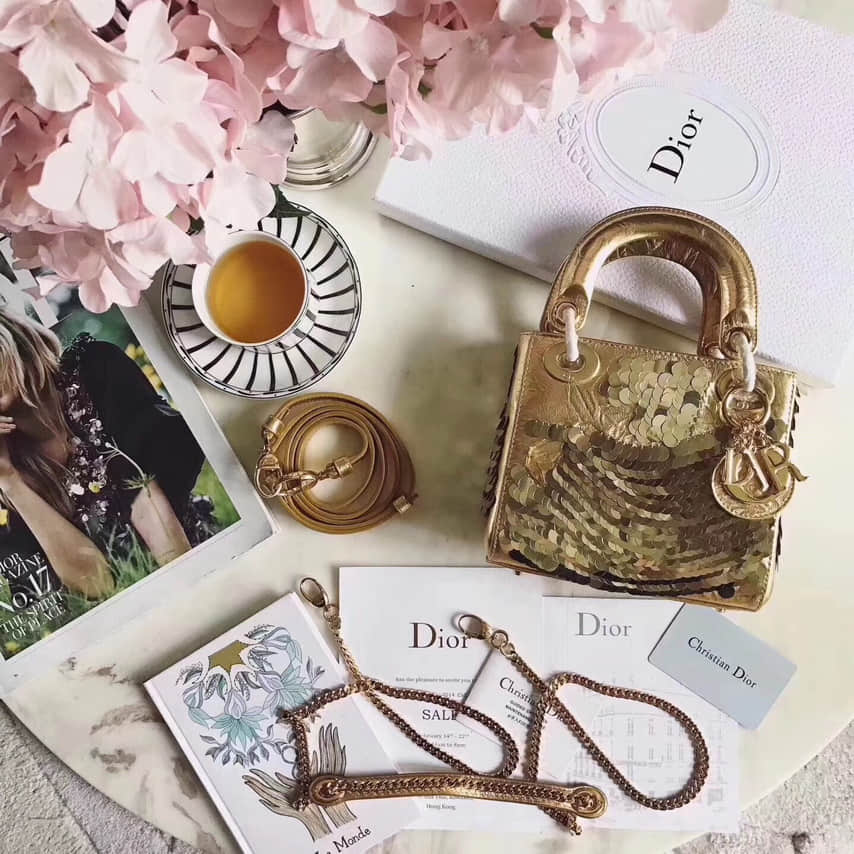 Dior/迪奥 mini lady 金属色手工珠绣系列