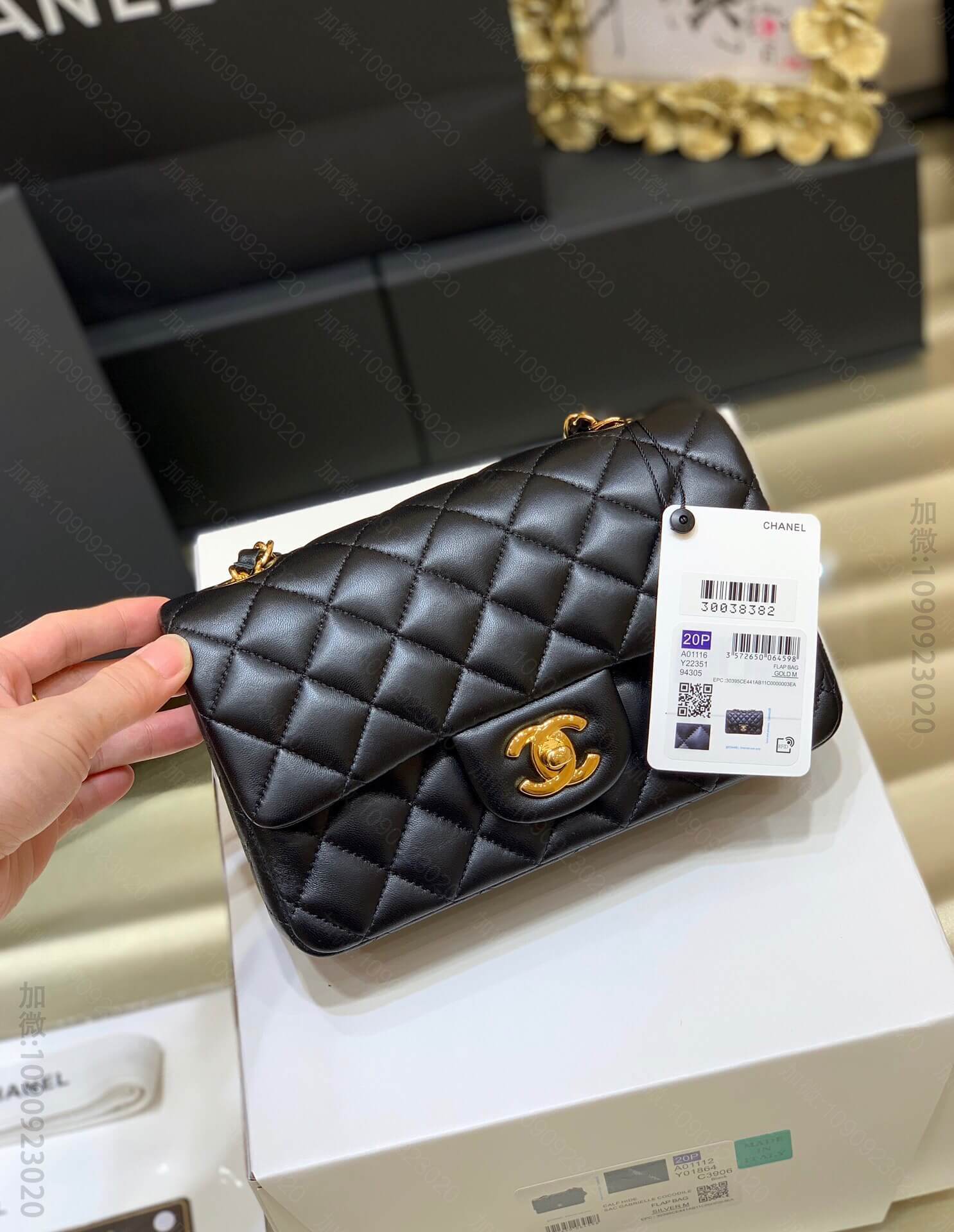 Chanel香奈儿 CF20欧洲原厂GR正品羊皮单肩斜跨包 A01116金扣