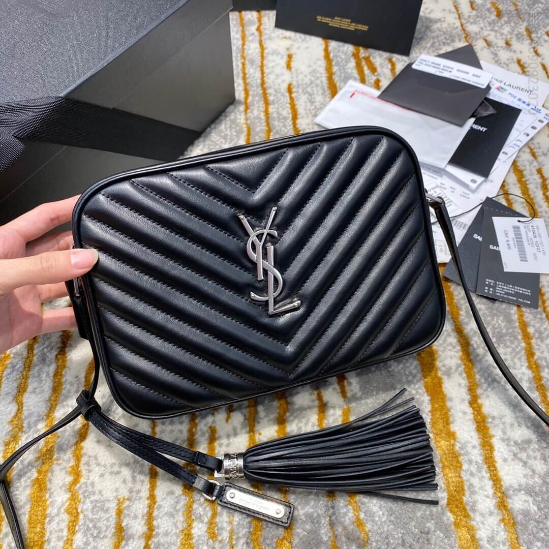 圣罗兰 Saint Laurent YSL LOU 23CM斜挎相机包 520534黑色银扣