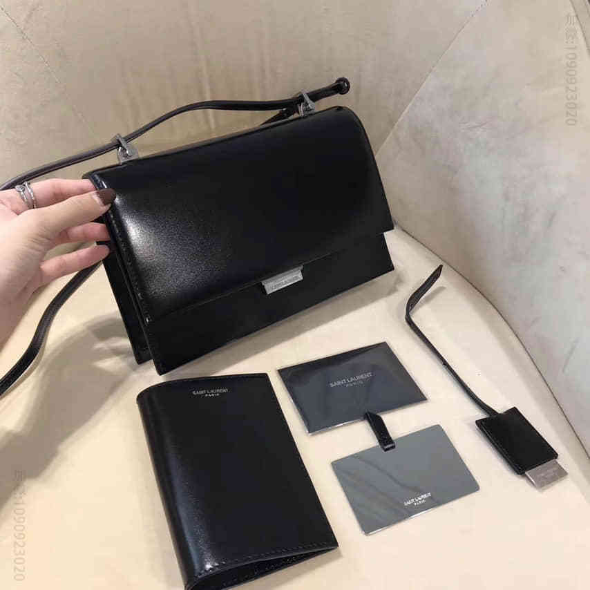 圣罗兰/ysl 小号BABYLONE黑色磨面皮挎包 484509
