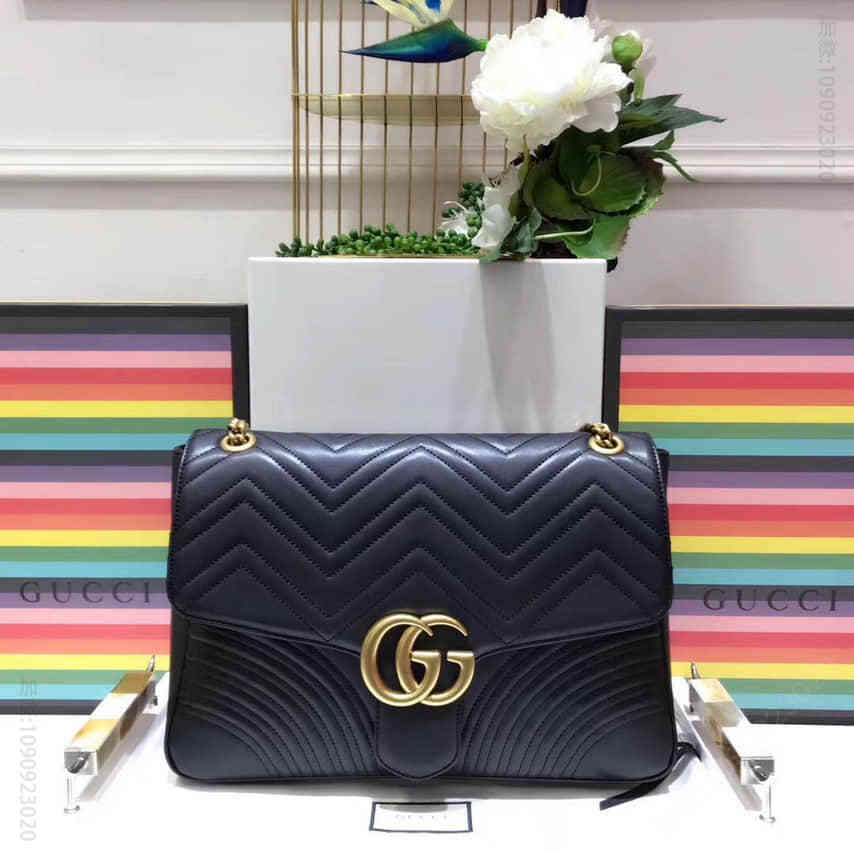 古驰斜跨包 Gucci古驰 欧洲代购 女包斜挎包双G标波折纹大号 498090_DTDIT-1000 古驰女士斜跨包 
