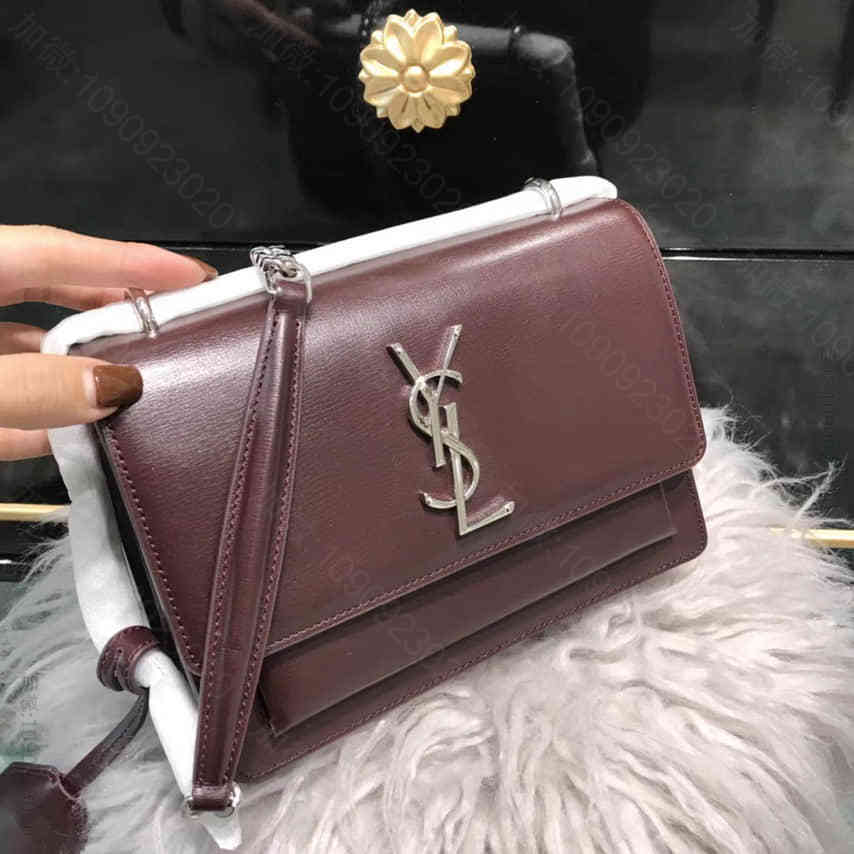 SLP /YSL/圣罗兰 王子文郑秀文同款牛皮牙签纹日落包 441972酒红