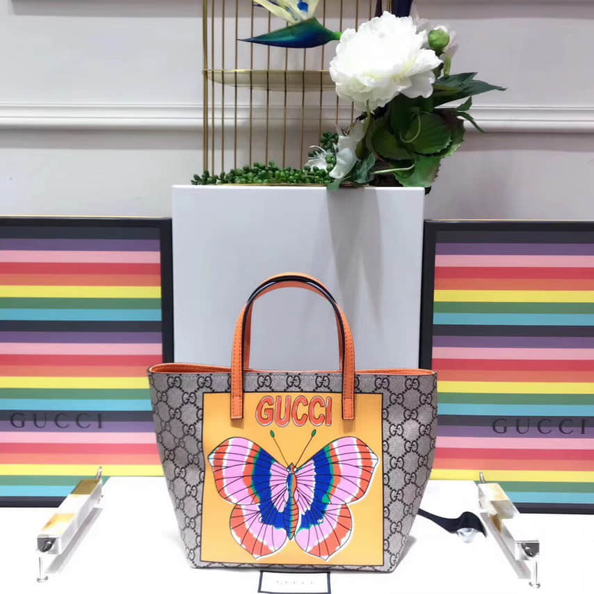 Gucci古驰 Children's Mini Shopping bag 儿童款蝴蝶印花购物袋 410812
