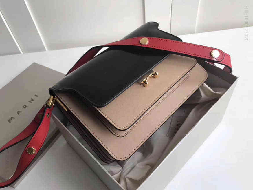 Marni Trunk 玛尼风琴包 中号女包 时尚单肩包 翻盖牛皮包挎包女