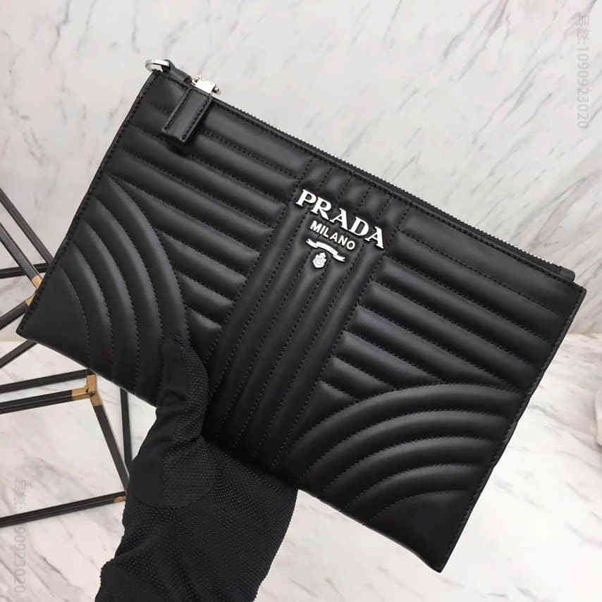 普拉达PRADA 2NG005 车线款限量版手拿包 黑色