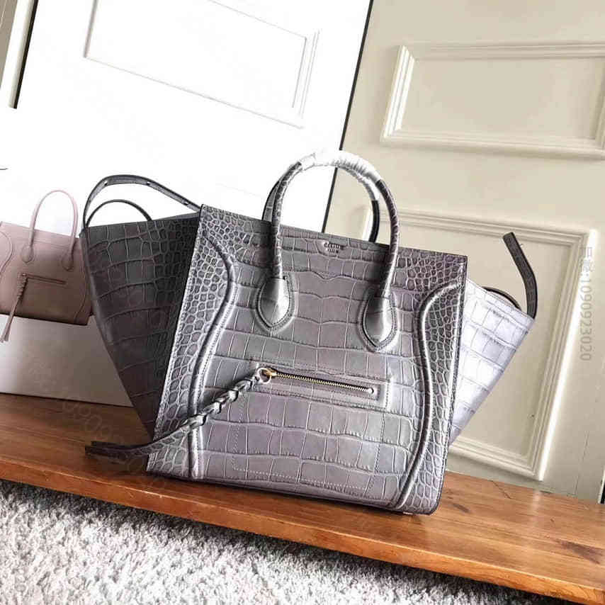 赛琳Celine Phantom鳄鱼纹牛皮幻影蝙蝠包